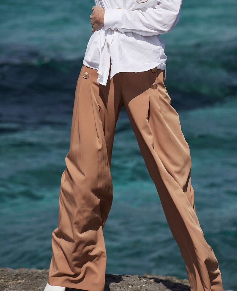 Sand palazzo pants