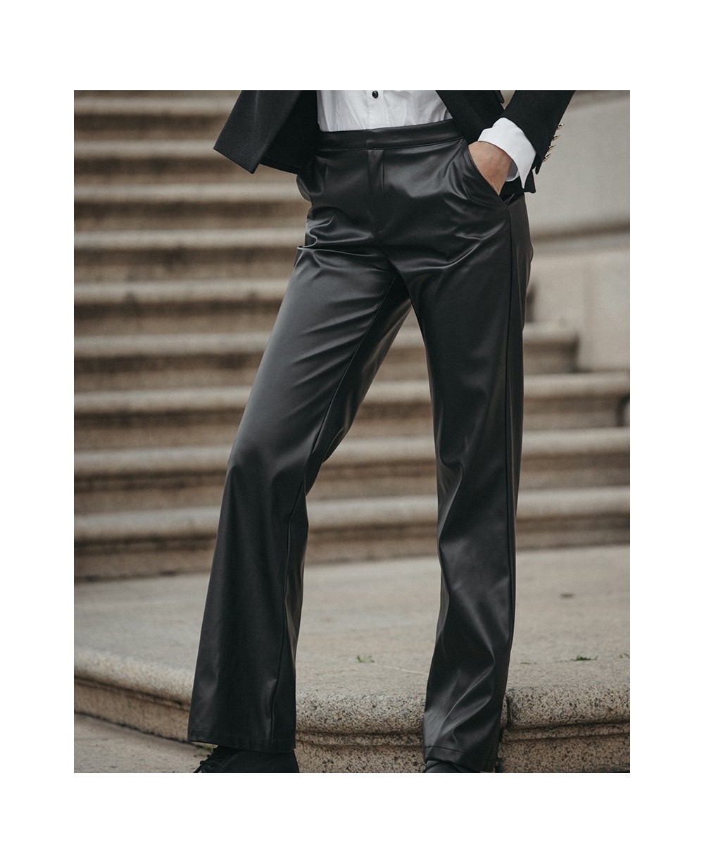 BLACK POLYSKIN TROUSERS