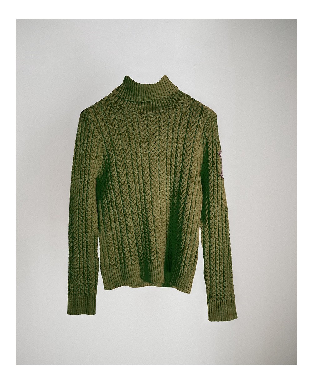 THICK HERRINGBONE KNIT GREEN SWEATER