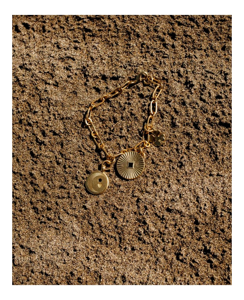 PULSERA LUNA TRÉBOL ORO