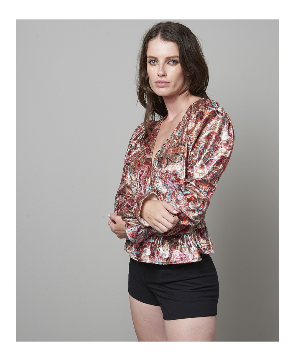 FLOWER VELVET BLOUSE CAROLE