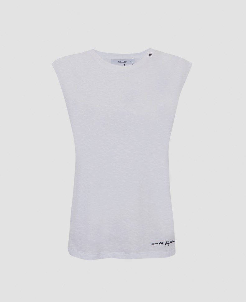 Camiseta sin mangas blanca “Worth fighting for”