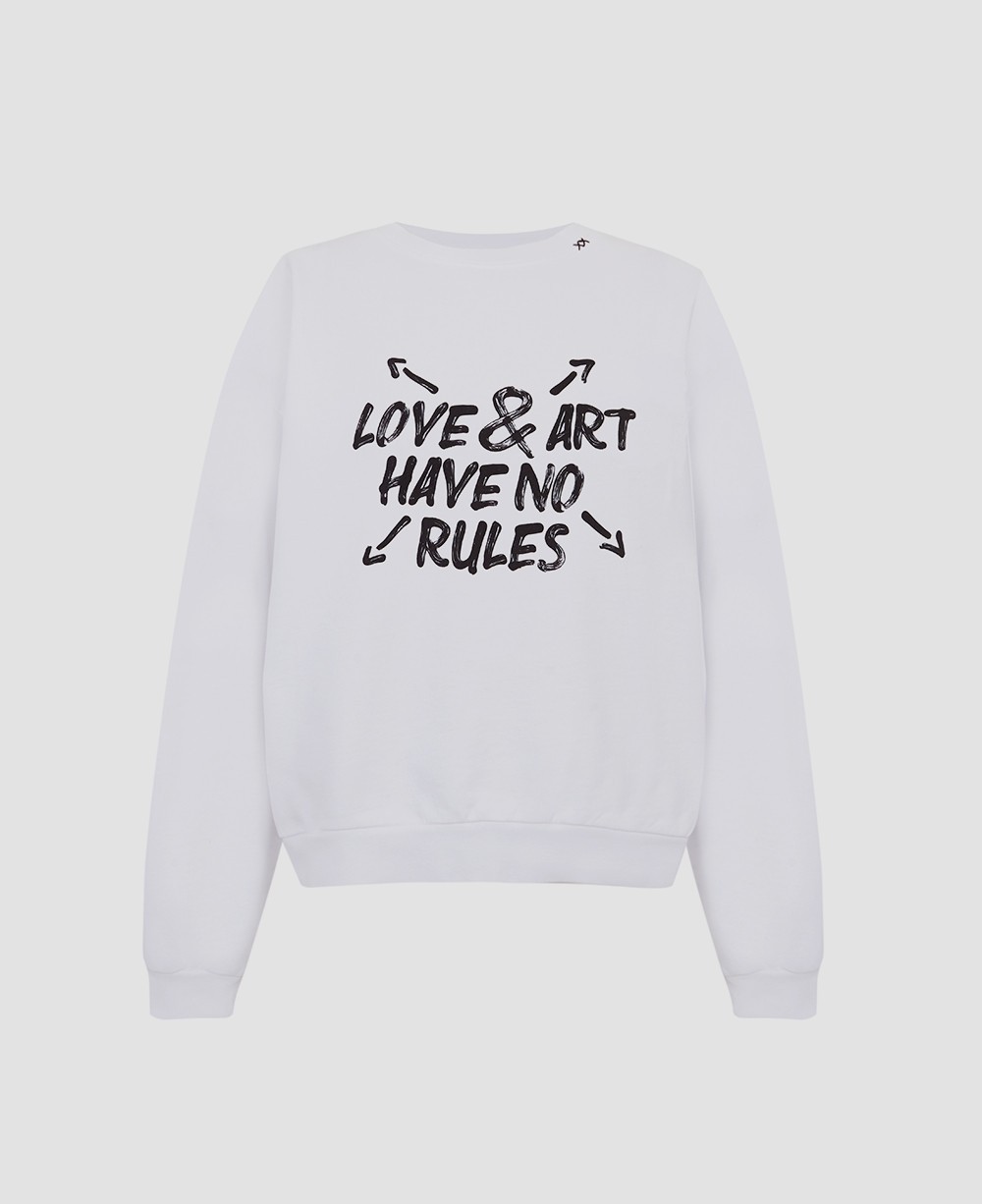 Sudadera blanca “Love and art have no rules”