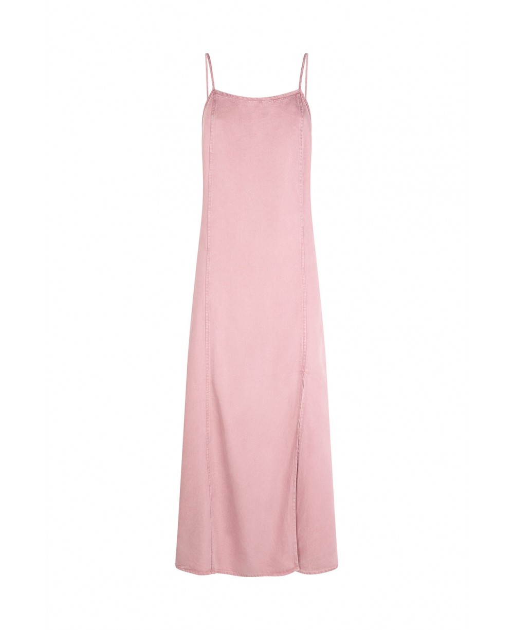 VESTIDO LARGO DENIM ROSA PALO