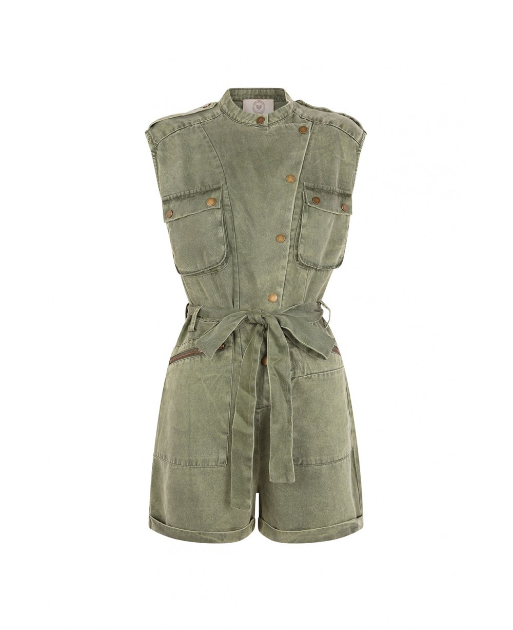 MONO CORTO DENIM VERDE CAQUI